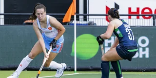 Fay van der Elst aan de bal tegen Ierland.