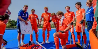 Rick Mathijssen tijdens de rust van de poulewedstrijd tegen Oostenrijk. Foto: Worldsportpics/Bart Scheulderman