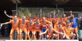 De Nederlandse mannen O50 na de gewonnen finale. Foto: Dick Sluijter