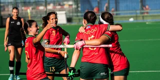 Amina Addou scoort voor Marokko tegen Gibraltar. Foto: Cherine Benjmil