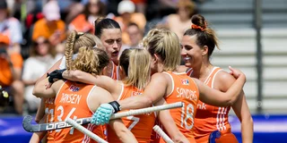 Juichen om een doelpunt in de Pro League.