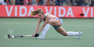 Sanne Koolen in actie tijdens haar jubileumduel. 