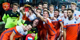 De Oranjemannen op het WK 2018 in India.
