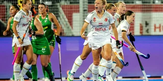 Emma Puvrez na de gelijkmaker van België tegen Ierland. Foto: Worldsportpics/Will Palmer