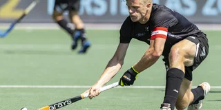 Sam Lane in actie voor Nieuw-Zeeland tijdens de Pro League-wedstrijd tegen Oranje in 2023. Foto: Willem Vernes