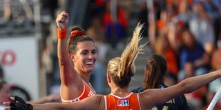 Frédérique Matla viert haar doelpunt tegen België. Foto: Willem Vernes