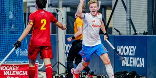Sander van de Putte na zijn doelpunt tegen Spanje. Foto: Worldsportpics/Bart Scheulderman