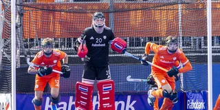 De strafcornerverdediging van Oranje. Foto: Willem Vernes