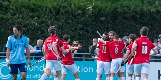 Vreugde bij Hurley na de voorsprong tegen Laren. Foto: Ewout Pahud de Mortanges
