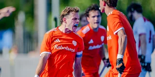 De schreeuw van Joppe Wolbert na zijn doelpunt tegen Engeland. Foto: Worldsportpics/Bart Scheulderman