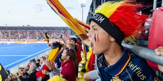 Een jonge Belgische fan moedigt de ploeg aan. Foto: Worldsportpics/Rodrigo Jaramillo