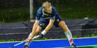 Het voormalige strafcornerkanon van Oranje geeft tegenwoordig de corners aan. Foto: Bart Scheulderman